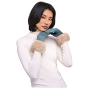 Powder Bettina Faux Mockahandskar - Denimblå