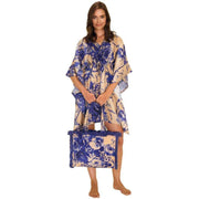 Powder China Blooms Beach Cover Up - Blue