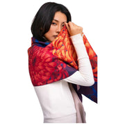 Pulver Chrystanthemum Lux Print Scarf - Orange