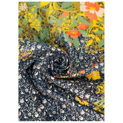 Pulver bomull Poplin Blommig Hedgerow Print Scarf - Marinblå