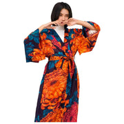 Powder Crysanthemum Long Kimono Klänning - Blå
