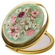 Powder Embroidered Bouquet Mirror - Aqua Blue