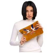 Powder Brodered Velvet Zip Pouch - Gul