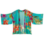 Powder Hummingbird at Dusk Kimono Jacket - Teal