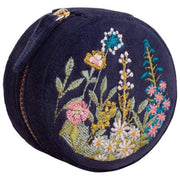 Powder Rund Velvet Floral Smyckeskrin - Marinblå