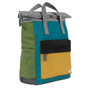 Roka Canfield B Medium Creative Waste Colour Block Recycled Nylon Backpack - Blue/Grey/Yellow