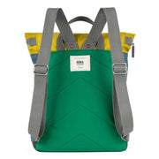 Roka Canfield B Medium Creative Waste Colour Block Recycled Nylon Backpack - Green/Yellow/Orange