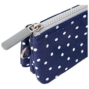 Roka Carnaby liten återvunnen canvasplånbok - Marinblå Polka Dot