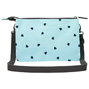 Roka Carnaby XL Återvunnen Canvas Crossbody-väska - Blå/blå hjärtan