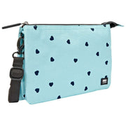 Roka Carnaby XL Återvunnen Canvas Crossbody-väska - Blå/blå hjärtan