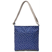 Roka Kennington B Medium Recycled Canvas Crossbody Bag - Marinblå Polka Dot