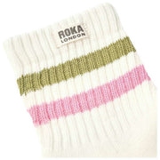 Roka Windosr Stripe Crew Socks - Avokado/Rosa nejlika