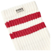 Roka Windsor Stripe Crew Socks - Tranbärsröd