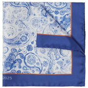 Simon Carter 40-årsjubileum Paisley Pocket Square - Vit/Blå
