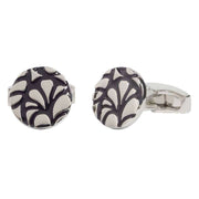 Simon Carter Hibiscus Cufflinks - Silver/Navy