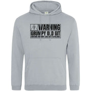 Teemarkable! Warning Grumpy Old Git Hoodie Light Grey / Small - 96-101cm | 38-40"(Chest)