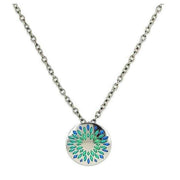 Ti2 Titanium Domed Floral Print Pendant - Green