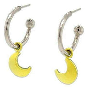 Ti2 Titanium Moon Charm Hoop Earrings - Yellow