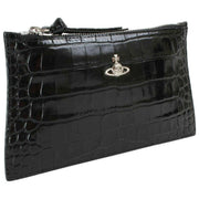 Vivienne Westwood Small Croc Flat Zip Clutch - Svart