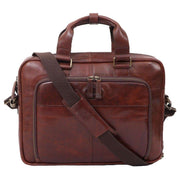 Ashwood Leather Double Handle Laptop Bag - Brown