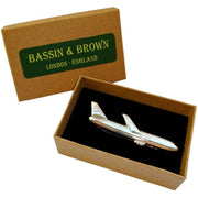 Bassin and Brown Airplane Tie Bar - Silver