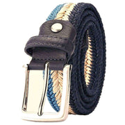 Bassin and Brown Arrow Chevron Woven Belt - Navy/Beige/Blue