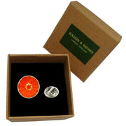 Bassin and Brown Blood Orange Fruit Jacket Lapel Pin - Red/Orange