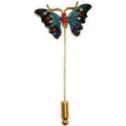 Bassin and Brown Butterfly Lapel Pin - Blue/Red