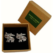 Bassin and Brown Elephant Cufflinks - Silver