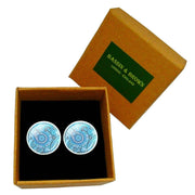 Bassin and Brown Paisley Cufflinks - Aqua Blue