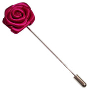 Bassin and Brown Rose Jacket Lapel Pin - Cerise Pink