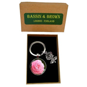 Bassin and Brown Rose Key Ring - Pink