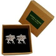 Bassin and Brown Silver Polo Player Cufflinks - Silver