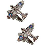 Bassin and Brown Spitfire Plane Cufflinks - Silver