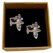 Bassin and Brown Spitfire Plane Cufflinks - Silver