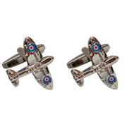 Bassin and Brown Spitfire Plane Cufflinks - Silver