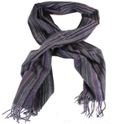 Bassin and Brown Stefano Striped Wool Scarf - Purple/Grey