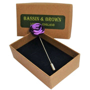 Bassin and Brown Two Colour Rose Jacket Lapel Pin - Purple/Lilac