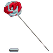 Bassin and Brown Two Colour Rose Jacket Lapel Pin - Red/Blue