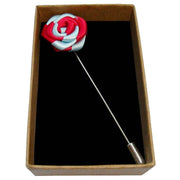 Bassin and Brown Two Colour Rose Jacket Lapel Pin - Red/Blue