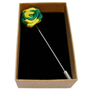 Bassin and Brown Two Colour Rose Jacket Lapel Pin - Yellow/Green