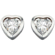 Beginnings Cubic Zirconia Heart Stud Earrings - Silver/Clear