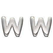 Beginnings W Initial Stud Earrings - Silver