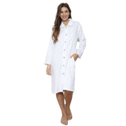 Cottonreal Superfine Shadow Stripe Button Through Robe - White