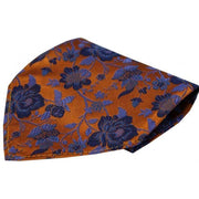David Van Hagen Floral Patterned Silk Handkerchief - Orange/Blue