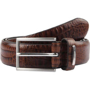 Dents Crocodile Print Leather Belt - Brown