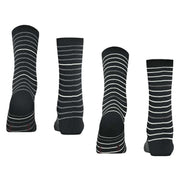 Esprit Fine Stripe 2 Pack Socks - Black