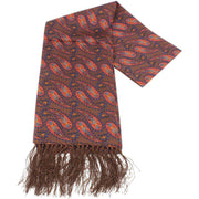Knightsbridge Neckwear Paisley Silk Scarf - Brown/Orange