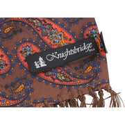 Knightsbridge Neckwear Paisley Silk Scarf - Brown/Orange