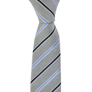 Michelsons of London Classic Double Stripe Silk Tie - Silver